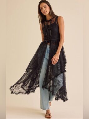 Altar'd State Black Lace Duster Kimono